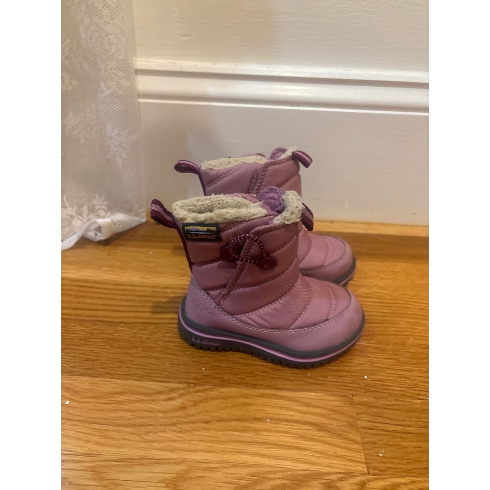 LL Bean Toddler Girls Purple Quilted PrimaLoft Snow Boots Size 5 513074